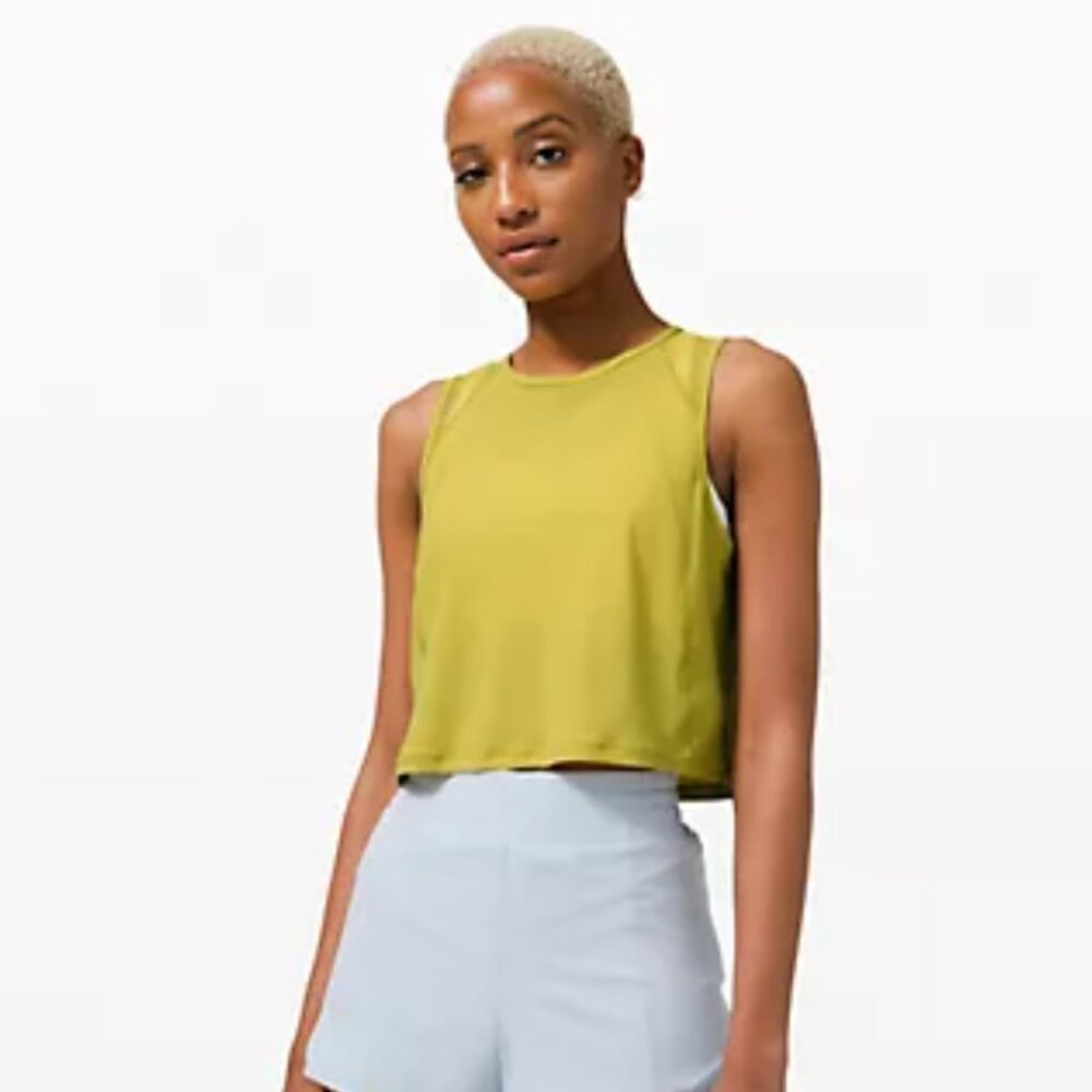 Lululemon Sculpt Cropped Tank Top in Yellow Pear Size 10
